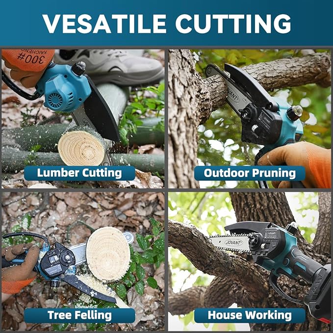 6 Inch Electric Pole Saw for Tree Trimming, 2-in-1 Cordless Mini Chainsaw for Garden Yard Wood Cutting Lightweight with Dual Batteries for Women