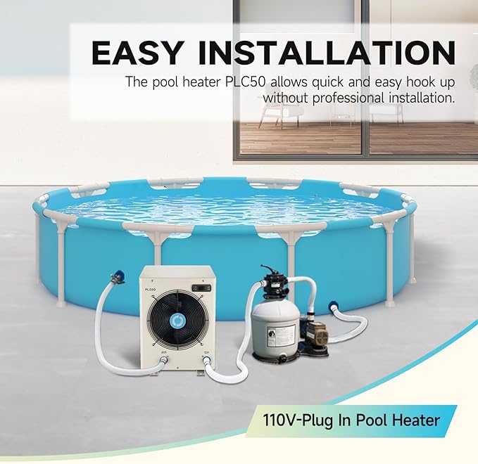14,000 BTU Swimming Pool Heat Pump - Electric Pool Heater for Above Ground Pools Up to 4,000 Gallons,Heating and Cooling Pool Heater 120V