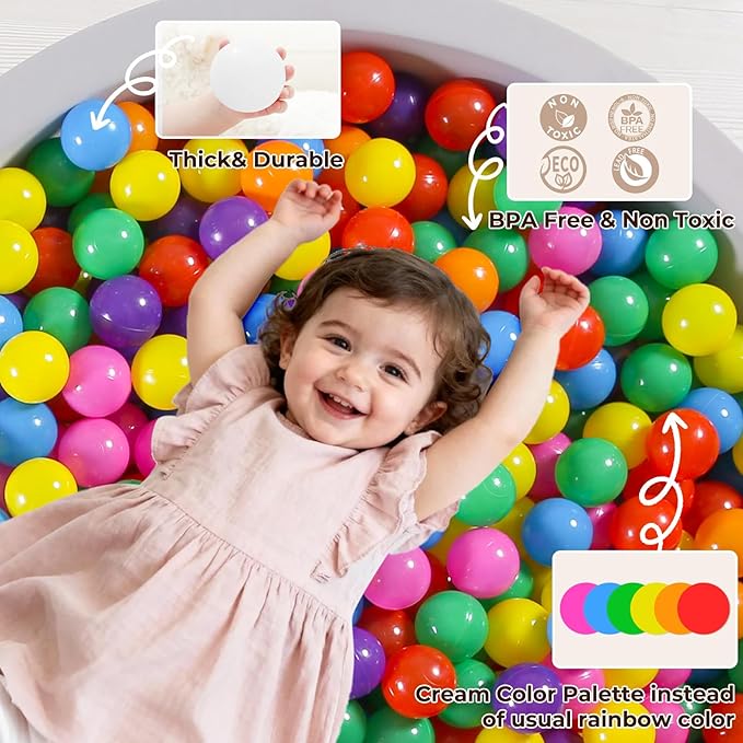 TRENDPLAY Plastic Balls for Ball Pits 2.2 Inch, Pack of 50 100 200 500 Hollow Balls, Perfect for Toddler Baby Pools,Party,Festival Decoration