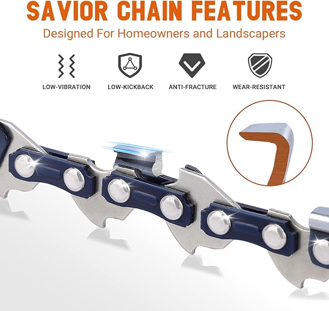 Savior 14 Inch Chainsaw Guide Bar and S52 Chain Combo, 3/8" LP Pitch, .050" Gauge, 52 Drive Links Fits Husqvarna 120 Echo CS-310 Ryobi RY3714 Replaces 140SDEA041 27856(3 Chains+ 1 Bar)