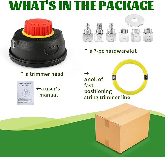 Quintillus H05 Weed Eater Head Universal Trimmer Head String Trimmer Head Bump Feed Weed Wacker Head Grass Trimmer Head Replacement for Weed Warrior, Echo, Husqvarna, Comes with .080 Trimmer Line
