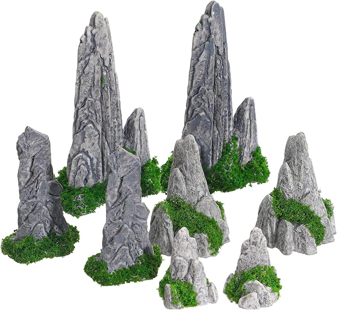 NOLITOY Simulated Rockery Ornaments Set of 8 - Realistic Miniature Garden Decor for Bonsai Home and Office Decoration Perfect for Micro Landscapes