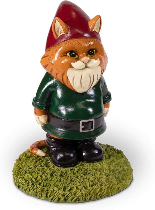 9” Cat Garden Gnome Statue – Funny Lawn Ornament for Cat Lovers – Durable All-Weather Resin Yard Decor – Unique Gift for Pet Enthusiasts & Outdoor Decoration