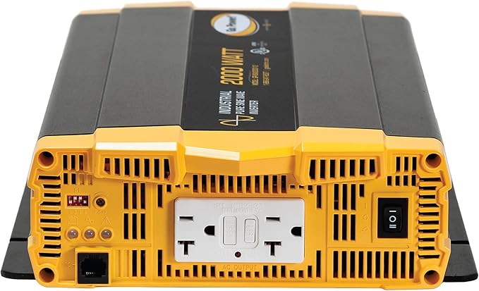 Go Power GP-ISW2000-12 Pure Sine Wave Inverter, 2000W Continuous 4000W Surge, 12V to 120V Power Converter, Slim Design, Two 20A GFCI Outlets, Industrial Use, 2-Year Coverage