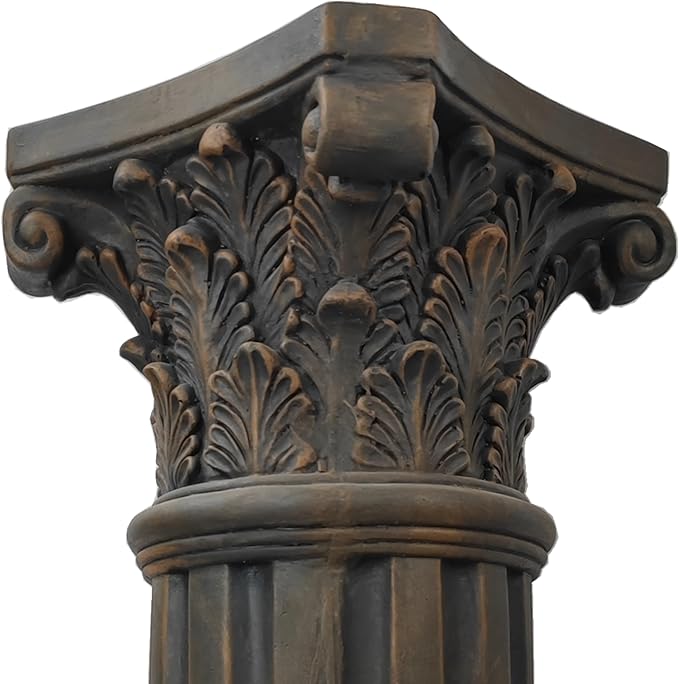 OUTOUR Exquisite Magnesium Oxide Corinthian Greek Column Pillar with Stand Base Pedestal for Indoor Outdoor Garden Pedestals Backyard Courtyard Patio Office Decor23.8’’High,Dark Bronze