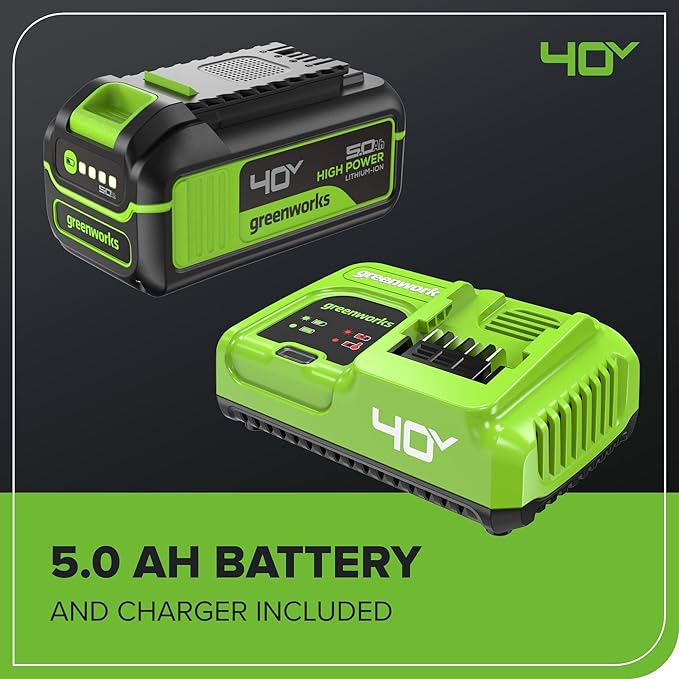Greenworks 40V HP 18" BL Chainsaw Kit with 5.0Ah HP Battery and 5A Rapid Charger