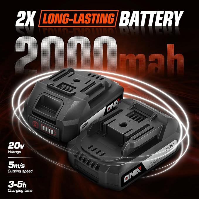 DNA MOTORING Mini Chainsaw, 6 Inch Electric Chain saw Cordless Handheld Chainsaw w/ 2 20V 2000mAh Batteries, Small Handheld Battery Powered Super Saw for Tree Trimming, Wood Cutting, TOOLS-00727-RD