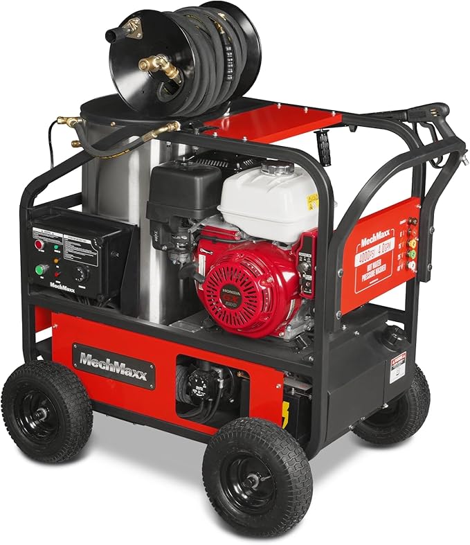 4000 PSI 4 GPM Honda GX390 389CC 11.7HP E-Start Engine Hot Water Pressure Washer with Hose Reel, HPW40H