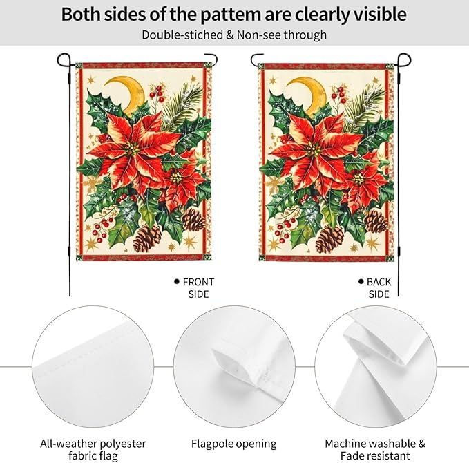 Christmas Garden Flag Vertical Double Sided Outdoor Yard Flags 12.5x18 Inch Burlap Banners for House Lawn