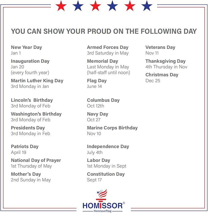Homissor American Flag 10x15 Ft US USA Flags Large United State Flag Heavy Duty Outdoor Embroidered Stars for All Weather High Wind Sewn Stripes With 5 Brass Grommets