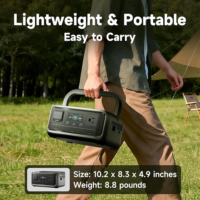 ALLPOWERS VOLIX P300 300W(600W peak) Portable Power Station with UPS Function,256Wh LiFePO4 Battery,100W PD Fast Charge,MPPT 110W Max,1-Hour AC Fast Charging,7 Ports for Home Backup,Office,RV,Camping