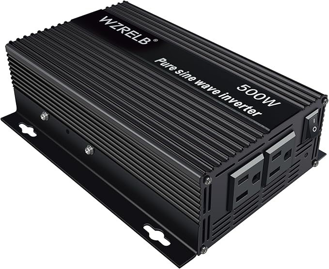 WZRELB 500W Pure Sine Wave Inverter 24VDC to 120VAC Solar Power Converter Truck RV Home LCD Display