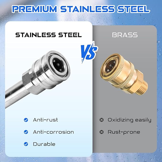 Pressure Washer Extension Wand, 120" Stainless Steel Power Washer Lance (2 x 60) with 5 Spray Nozzle Tips, 1/4" Quick Connect, 4000 PSI Heavy Duty Replacement Wand