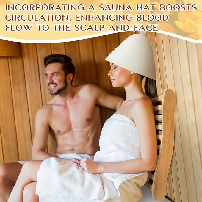 JaGely 5 Pcs Sauna Accessories Include Slip Resistant Sauna Backrest, Wood Sauna Headrest Pillow, Sauna Hat, Seat Pad and Sauna Glove for Barrel or Infrared Sauna
