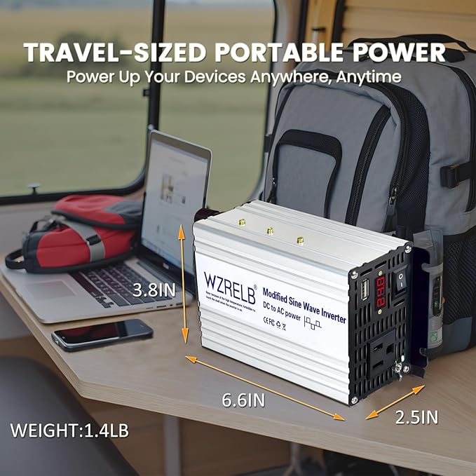 WZRELB 500W Power Inverter 24V DC to 110V 120V AC,Modified Sine Wave Car Inverter for Vehicles with LED Display,5V/2.4A USB Port,Soft Starter,Off-Grid Power Converter with High Efficiency up to 90%