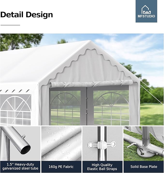 MFSTUDIO 16x32 Party Tents, Outdoor Heavy Duty Tents for Parties with Removable Sidewalls, Canopy Events Tent Shelter for Outdoor Wedding Birthday Backyard, White