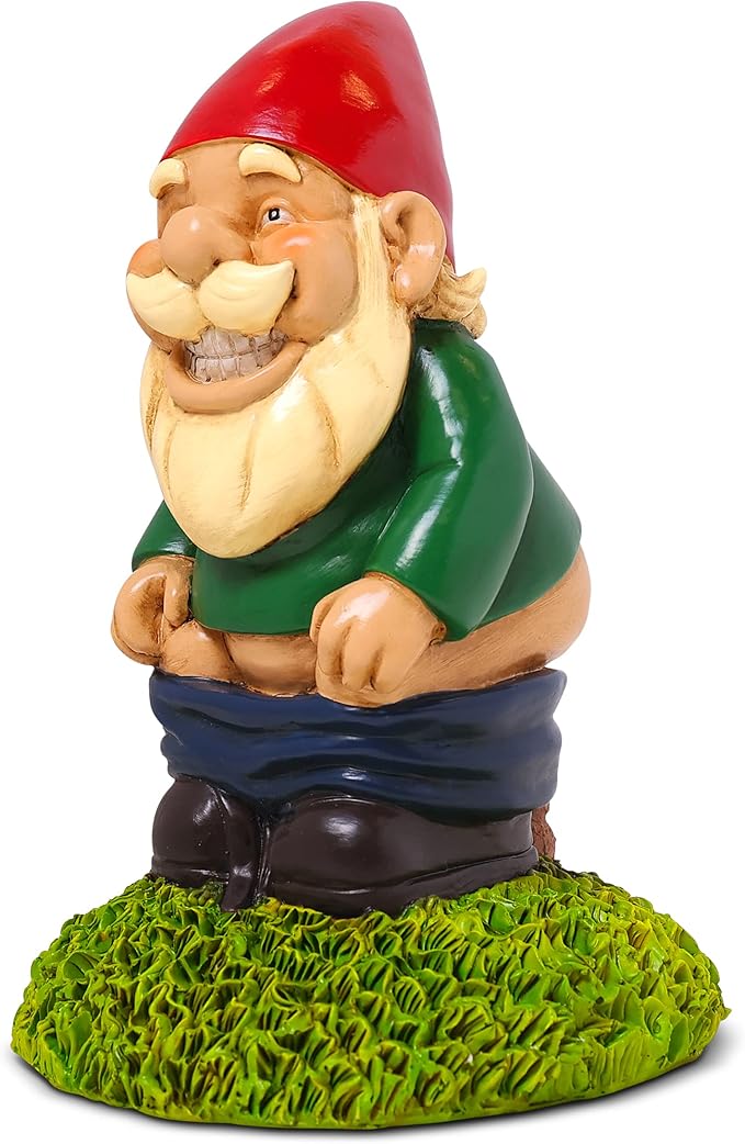 9” Pooping Garden Gnome Statue – Hilarious Lawn Decoration for Outdoor Spaces – Durable All-Weather Resin Yard Ornament – Unique Gag Gift & Funny Garden Decor