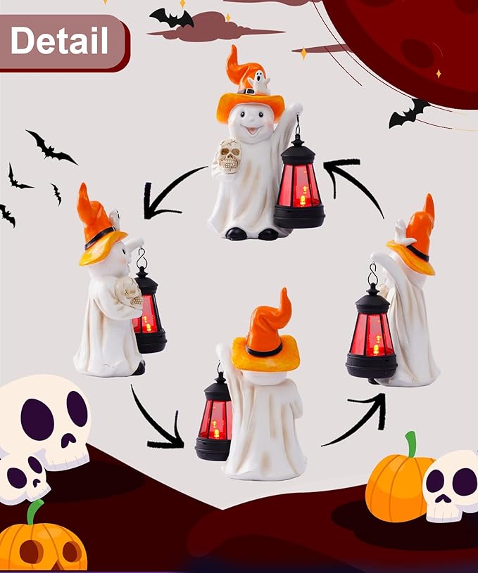 Qeeman Ghost Statues for Garden Decor : Halloween Waterproof Outdoor Decorations Yard Art Resin Figurines for Patio Balcony Porch Lawn Ornaments