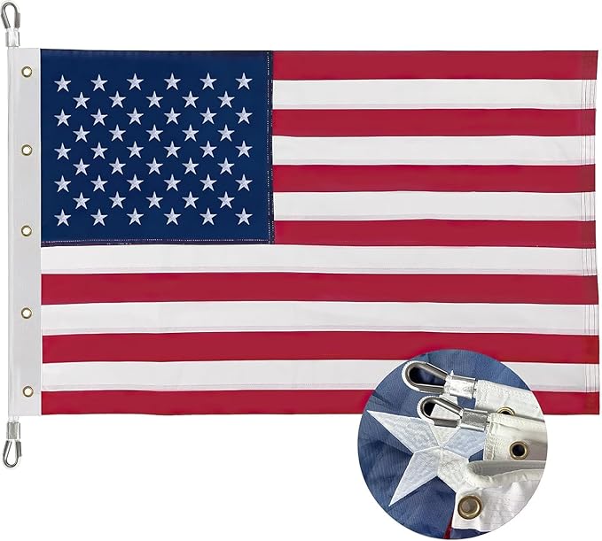 American Flag 20x30 Ft Embroidered Stars, Brass Grommets, Sewn Stripes, Vibrant Colors Outdoor USA Flag Super Tough Tearproof Spun Polyester US Flag, United States Country Flags