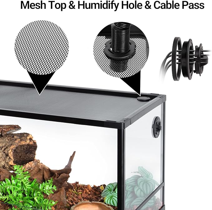 Double Stacked Reptile Tank, 24" x 18" x 44" Tall Reptiles Terrarium, Front Opening, Full Vision, Knock Down, 2 Pack 34 Gallon Glass Cage for Reptile, Bearded Dragon, Lizard, Snake, Gecko