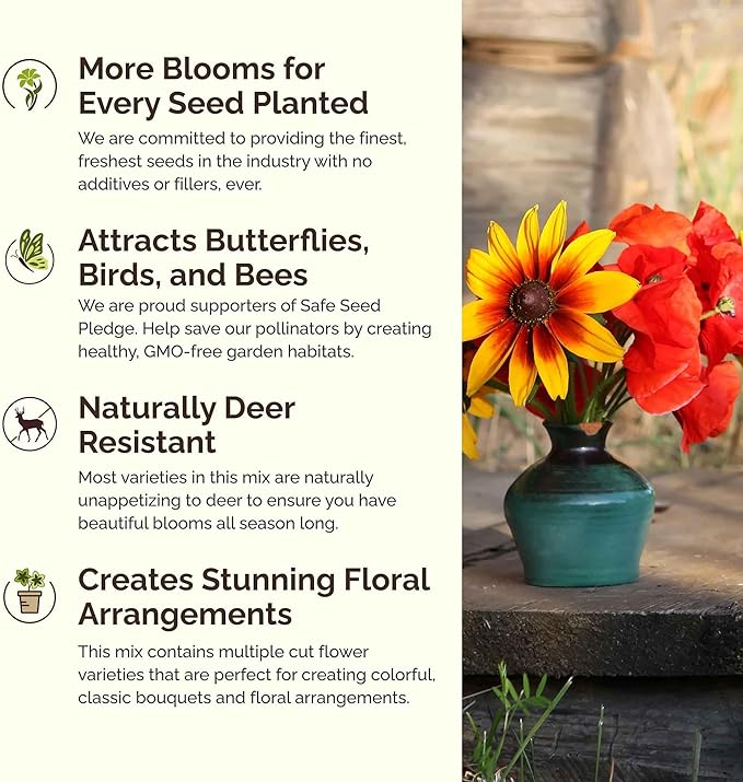 Eden Brothers New York Wildflower Mixed Seeds for Planting, 5 lbs, 2,400,000+ Seeds with Coneflower, Cosmos | Attracts Pollinators, Plant in Spring or Fall, Zones