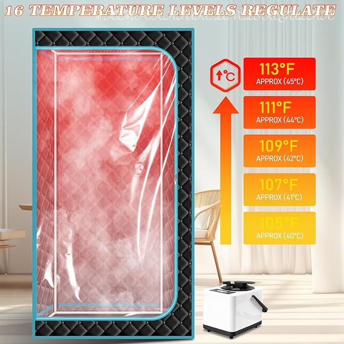 Portable Steam Saunas,Full Body Steam Sauna Box with 3L Steamer Pots for Home Spa,Sauna Tents 16 Levels 99 Minutes with Remote Control,Foldable Chair 33.8''x 33.8''x 65.74''