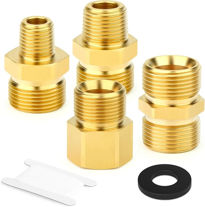 GASHER 4Pcs Brass M22 Pressure Washer Fitting Kit Used To Connect with Power Washer Guns,Hoses Pumps