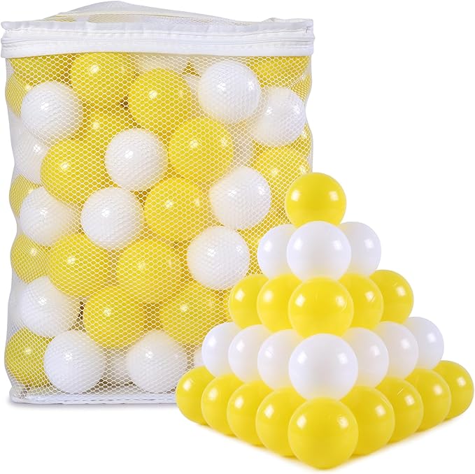 Ball Pit Balls for Kids, Plastic Refill 2.2 Inch Balls, 100 Pack, Bright Colors, Phthalate and BPA Free, Includes a Reusable Storage Bag with Zipper