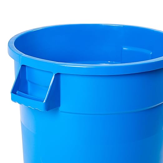 PRO&Family 20 Gallon Trash Can with Lid Round Ingredient Storage Containers Recycling Bin Kitchen Garbage Can Office Garbage Can Trash Barrel Plastic Barrel Yard Waste Bin Outdoor Trashcan (5, Blue)