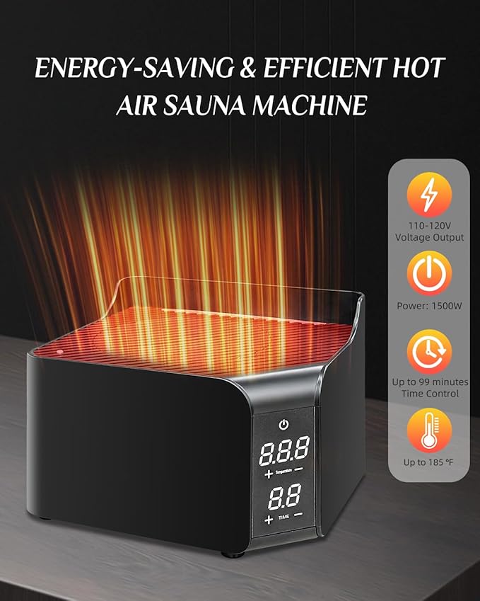 Smartmak 2 Person Portable Sauna Box with Infrared 660nm Red Light Therapy Lamp for Home Relaxation, Large Full Body Sauna Tent, 185°F1500W High Power Hot Air Heating Saunas Spa Pod, 2 Folding Chairs