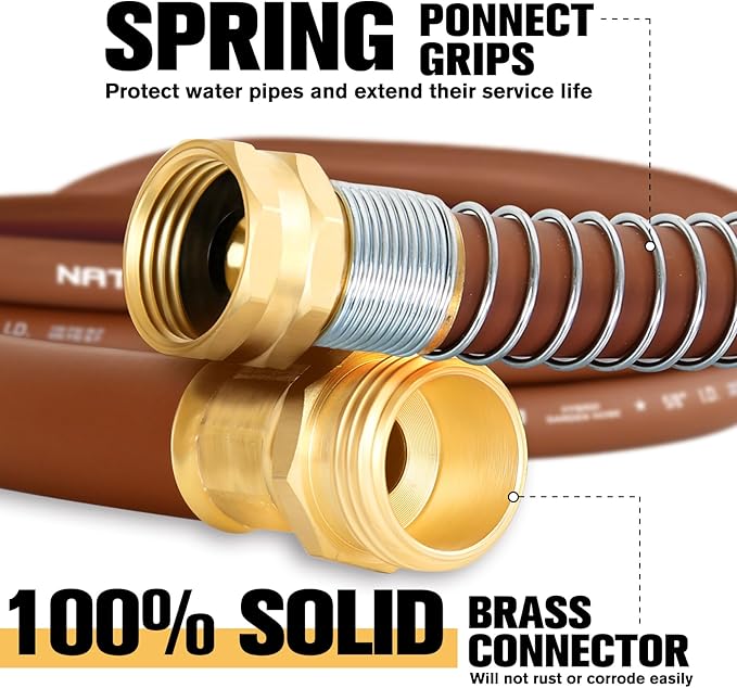 Short Leader Garden Hose 5/8" x 15ft, No Kink Lightweight Water Hose, Hybrid Rubber, Heavy Duty, 650 Burst PSI, Female to Female Fittings