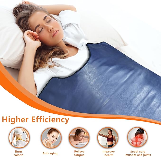 UTK 5X Deeper Infrared Sauna Blanket, Sauna Blanket for Detox & Relaxation with Red Light Therapy, Natural Jade & Tourmaline Stone, 660nm Photon, Portable Sauna for Muscle Pain Relief Home Women Men