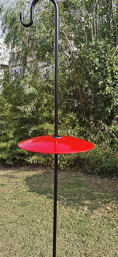 13" Glass Rain Guard for Bird Feeder Outdoors - Baffle on Shepherd Pole or S Hook Hanging - Large Weather Guard Protective Dome - Red (Dia. 33CM)