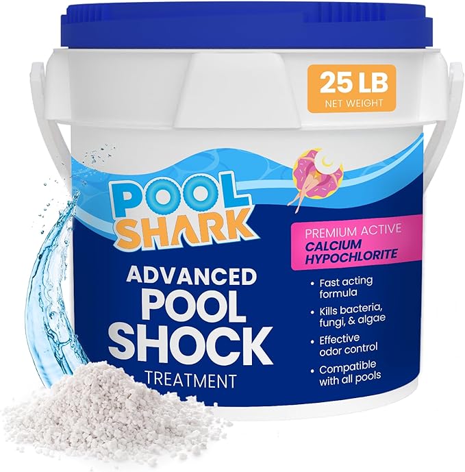 68% Calcium Hypochlorite Pool Shock for Swimming Pools - Chlorine Granules Swimming Pool Shock 25 lbs Bucket - Pool Chlorine for Inground and Above Ground Pool Treatment, Saltwater (25lbs)