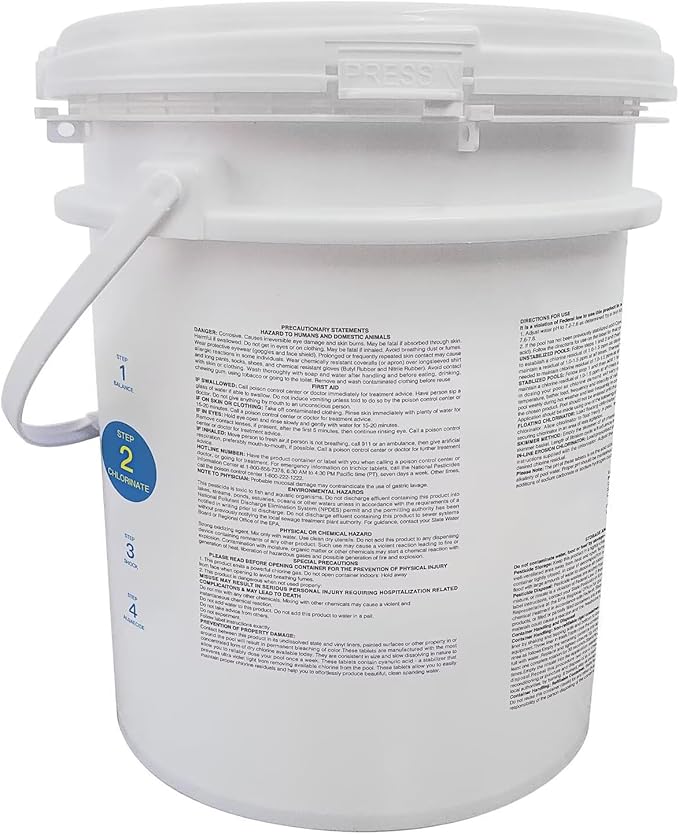 PROFELIZ 3 Inch Pool Chlorine Tablets, Slow-Dissolving Spa Sanitizer Eliminate Bacteria Algae Stabilized Chlorine for Swimming Pools Hot Tubs Spa Treatment (60lbs)