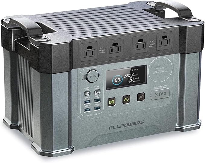 ALLPOWERS 2400W Portable Power Station 1451.6Wh MPPT Solar Generator with 2700W (AC+DC) Home Backup Battery for Outdoor Camping RV Emergency Off-Grid