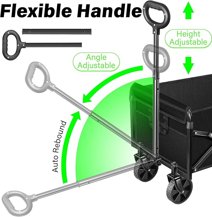 Wagons Carts Foldable - 360Lbs Collapsible Folding Wagon - Wagon Cart with Wheels Portable for Sports, Camping, Storage, Travel, Shopping