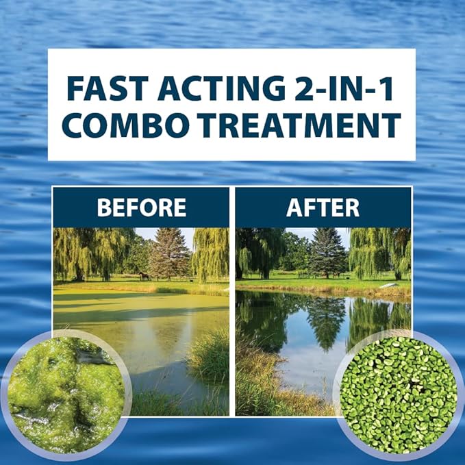 Airmax Knockdown Defense 2-in-1 Liquid Pond Algae Control, Effective & Fast Acting Algaecide, Aquatic Weed Treatment for Clear Water in Ponds & Lakes, Liquid Formulation for Easy Use, 16 fl oz