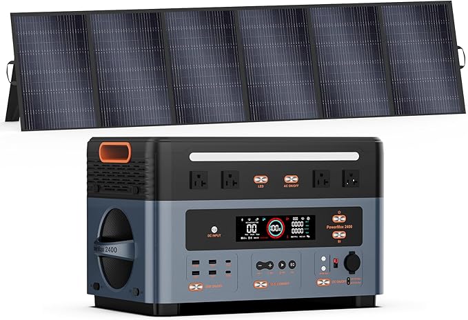 OSCAL 2400W Solar Generator with 500W Solar Panel, 1872Wh Power Station with 4 AC Outlets (5000W Peak), 1.45H Full Charging, APP Control Emergency Power Station for Home, Camping & RVs