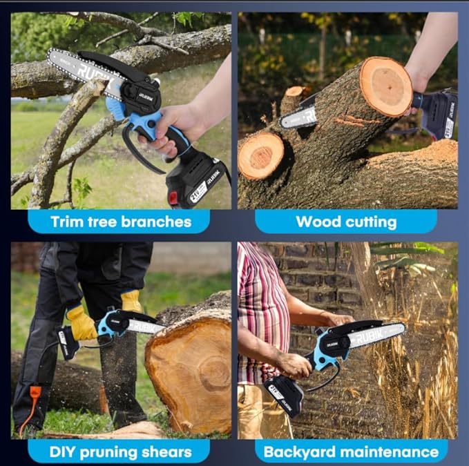 Mini Chainsaw Cordless, 8 Inch &6 Inch Electric Chain Saw, Battery Powered Handheld Tree Saw for Branch Pruning and Gardening, Brushless Chainsaw, Garden Yard Guru Tools, Gifts for Men Dad Husband