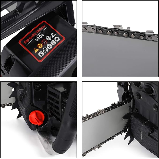 Topteng Gasoline Chainsaw 22 Inch, 62cc Chainsaw 22" Bar Powered Engine 2 Cycle Gasoline Chain Saw, Red