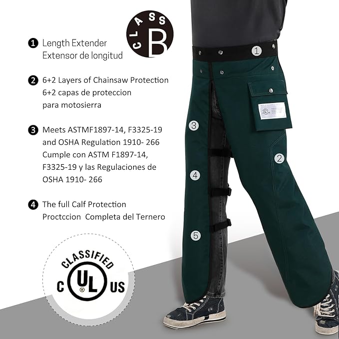 Chainsaw Chaps Apron Wrap 8-layer for Men/Women Loggers Forest Workers Protective Chain Saw Pants Adjustable