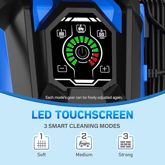 Pressure Washer Power Washer with Touch Screen, 5000PSIIMAX, 4 Quick Connect Nozzles and Foam Cannon, High Pressure Cleaning Machine for Cars/Fences/Driveways/Patios