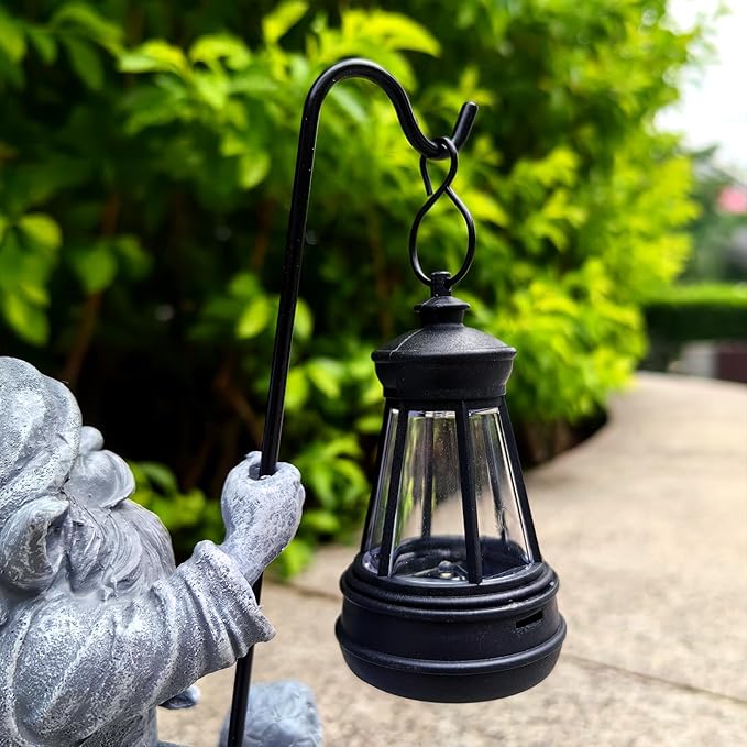 Garden Gnome Statue Riding Turtle - Garden Gnomes Decorations with Solar LED Lights, 7.9" Outdoor Resin Figurine Ornament for Patio, Yard, Funny Lawn Decor (Gray)