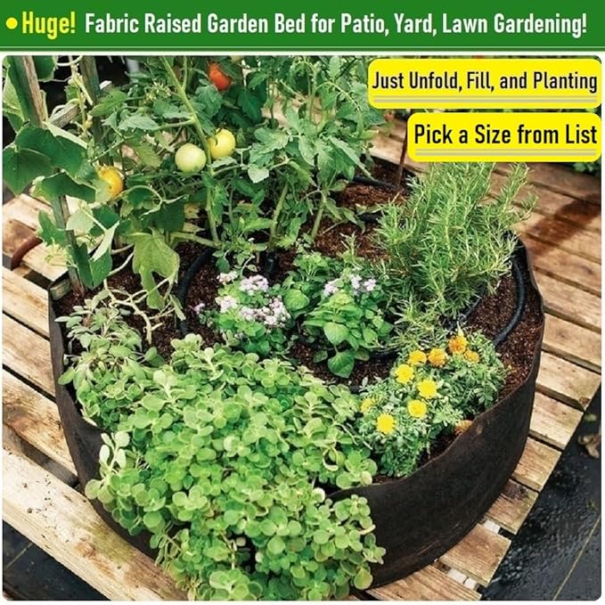 300 Gallon Large Raised Garden Bed Bag (60x24 inch) Big Garden Bag Sturdy Plant Grow Bag for Potato,Tomato Planter,Herb Veggies Planter Bag,Flower Bed,Yard Waste Bag,Lawn Debris Bag,Leaf Bag W/ Gloves