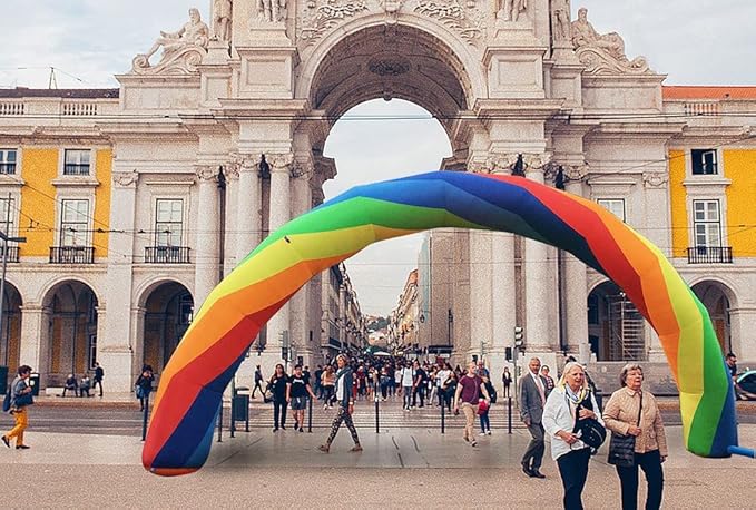 Giant Inflatable Rainbowed Arches Advertising Birthday Party Celebration Garden Decoration-Arch Blow Up Decorative Signs Event Entrance for 250W up General Blower(not Include) Open Size Under 5.5inch