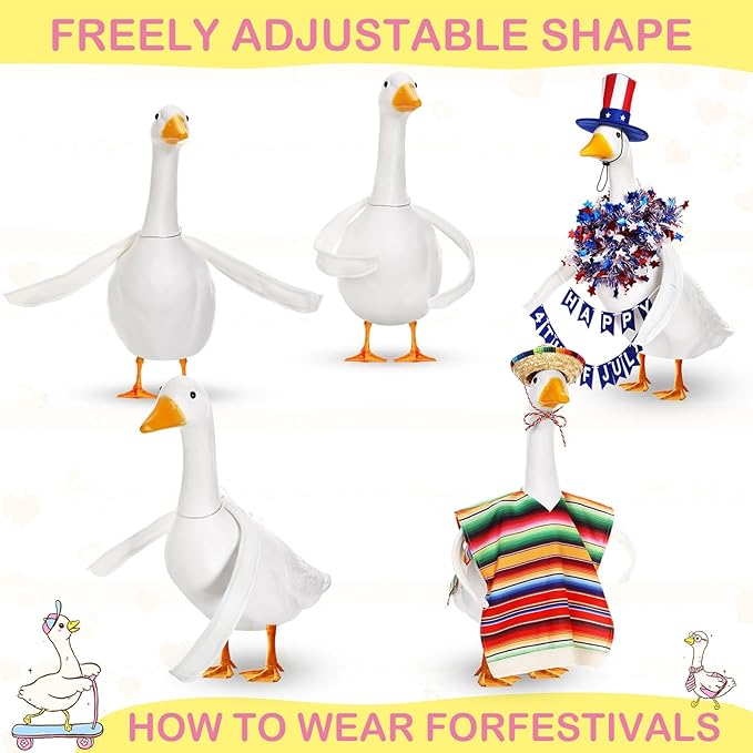 Aliceset 6 pcs Porch Goose Wings with Wigs Eyelash Cute Goosey Braid Wigs PoseAble Wings Reusable 3D Salon Eyelashes with Color for 23/17'' Outdoor Patio Yard Lawn Art Decoration