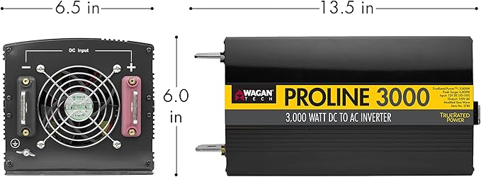 Wagan EL3742 3000 Watt Power Inverter with Remote Control 6000 Watt Surge Peak Power converter for Home RV Camping Van Life Off Grid