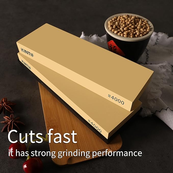 Knife Sharpening Stone Whetstone #4000 Fine Grit, Cuts fast, Strong grinding power, Splash and go, Not clog, Fine cuts Whetstone knife sharpener
