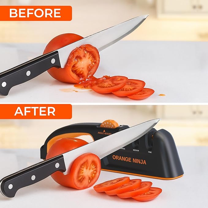 5 Precision Adjust Knife Sharpener- 3-Stage Premium Kitchen Knife Sharpener to Repair, Restore & Polish Blades by Sharp Pebble